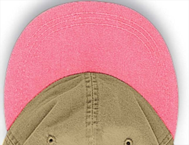 LP102 Optimum-Khaki With Contrast Bill 6 Panel Low Profile Cap- Khaki- Coral