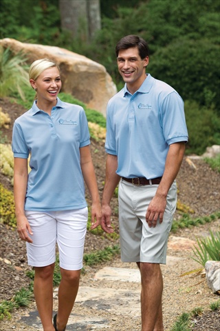Picture of Whispering Pines Sportwear 350 Performance Blend Ultra Soft Polo Shirt- Light Blue- Small
