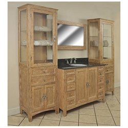 85 in. Single Basin Vanity in Oak Glaze Finish - Midnight Black- White Oval