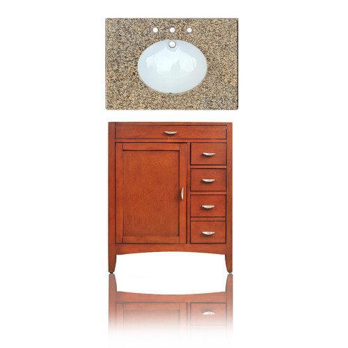 30 in. Vanity Warm Cherry Finish - Linen- Oval
