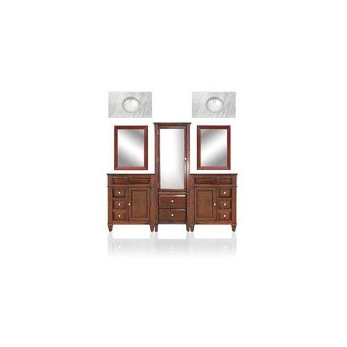 64 In. Linen Tower With 122 In. Double Basin Vanity - Espresso Finish