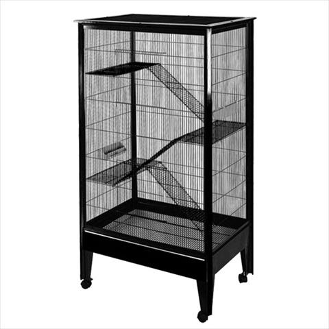 Picture of A&E Cage SA3221H PL-BK Large - 4 Level Small Animal Cage On Casters- Platinum And Black