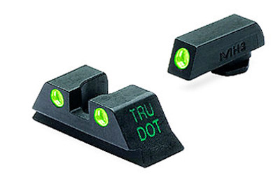 Meprolight USA Meprolight Tru-Dot Glock Std Frames 9/357SIG/40/45GAP Green/Green Fixed Pistol Sight Set 102243101
