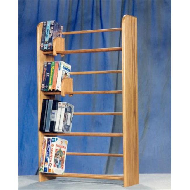 Wood Shed 405 Solid Oak 4 Row Dowel DVD-VHS Rack