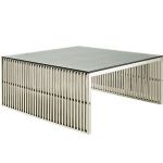 EEI-284-SLV Gridiron Coffee Table In Silver