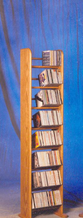 Solid Oak 8 Row Dowel Tower CD Rack