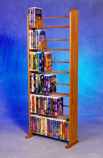 Solid Oak 6 Row Dowel VHS Rack - Clamshell- Disney style -  Maxpower, MA3262414