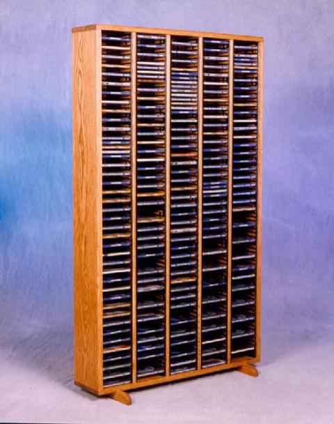 509-4 Solid Oak Tower for CDs - Individual Locking Slots -  Wood Shed