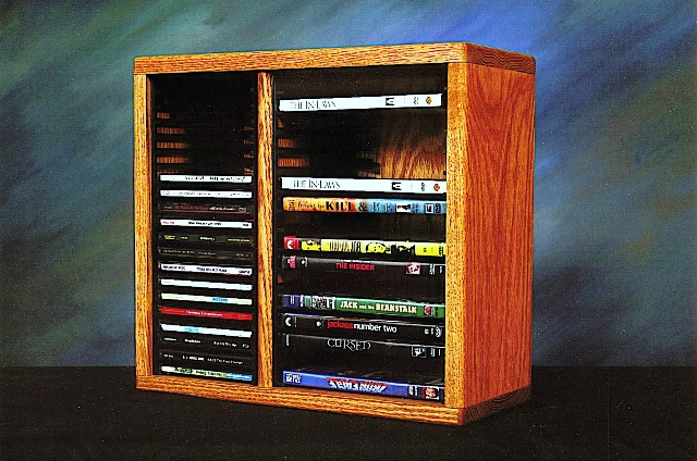 Picture of Wood Shed 211-1 CD-DVD Solid Oak desktop or shelf for CDs and DVDs - Individual Locking Slots