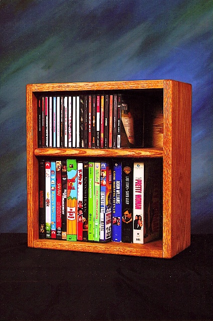 Picture of Wood Shed 211-1 W Solid Oak desktop or shelf for CDs and DVDs- VHS Tapes