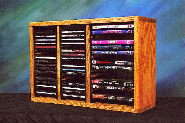Picture of Wood Shed 312-1 CD-DVD Solid Oak desktop or shelf for CDs and DVDs - Individual Locking Slots
