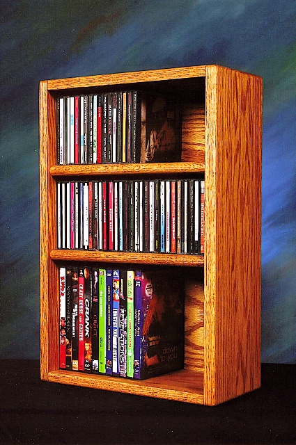 Picture of Wood Shed 312-1 W Solid Oak desktop or shelf for CDs and DVDs- VHS Tapes
