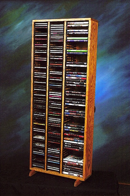 Picture of Wood Shed 312-4 CD-DVD Solid Oak Tower for CDs and DVDs - Individual Locking Slots