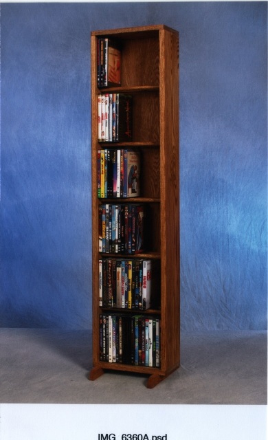 Solid Oak 6 Row Dowel DVD Cabinet Tower - Honey Oak