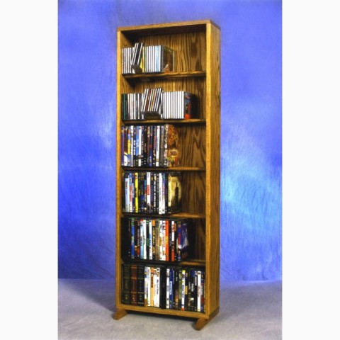 Solid Oak 6 Row Dowel CD-DVD Cabinet Tower