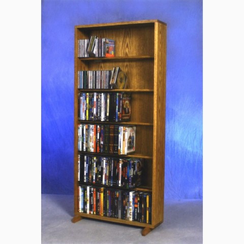 Solid Oak 6 Row Dowel CD-DVD Cabinet Tower