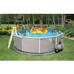 NB3032 Swim Time Belize 18 Ft. Round 52 In. Deep 6 In. Top Rail Metal Wall Swimming Pool Package - Blue - 18 ft -  Olympian Athlete, OL3231887