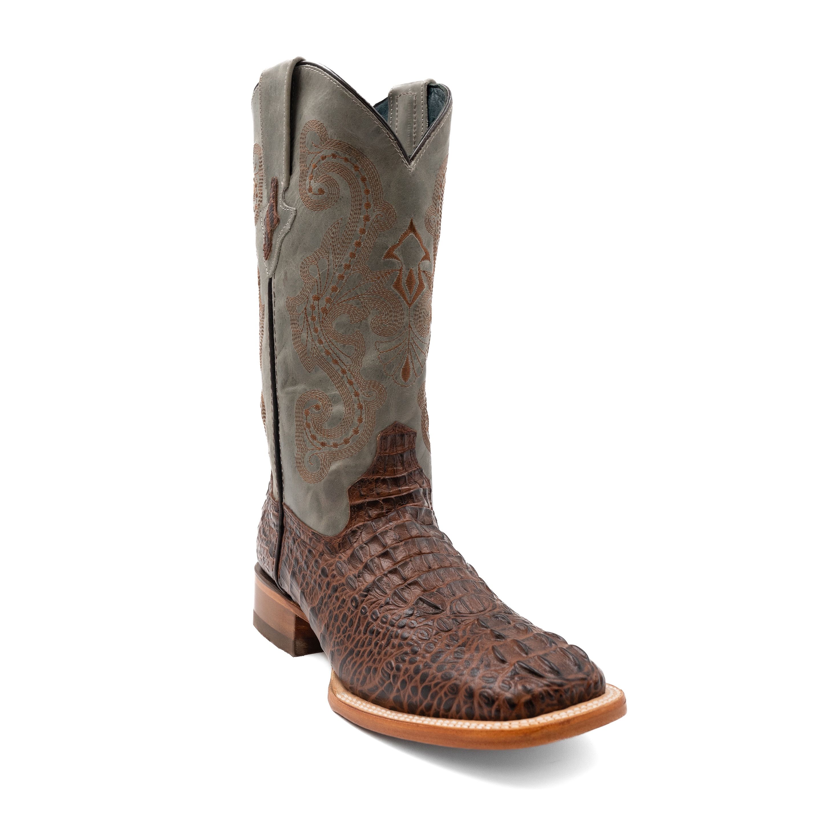 4039323090D Mens Print Caiman Crocodile Square Toe Boots - Sport Rust- 9D