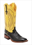 1029304120D Mens Smooth Ostrich Square-Toe Black Boots 12D