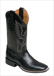 1119304130D Mens Genuine Teju Lizard Square Toe Boots- Black- 13D