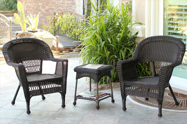 W00201-2 Espresso Wicker Chair - Set 2
