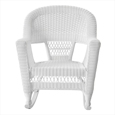 W00206R-B-2-RCES 3 Piece White Rocker Wicker Chair Set