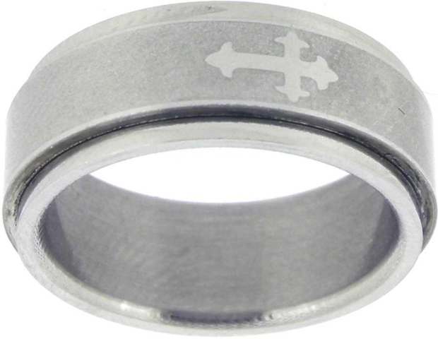 Solid Rock Jewelry 01496X Ring Orthodox Cross With Matte Spin Style 341 Sz 7