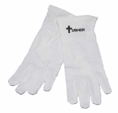 Gloves Usher With Cross White Cotton Large