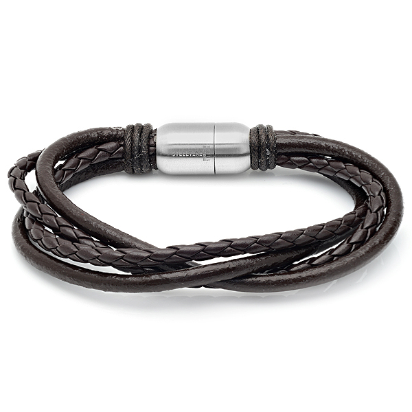 Picture of  Mens 8.5 In. Genuine Braided Leather Bracelet- Brown