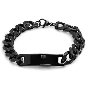 Picture of  Mens 8 In. Stainless Steel Black Ip Cuban Bracelet- Black