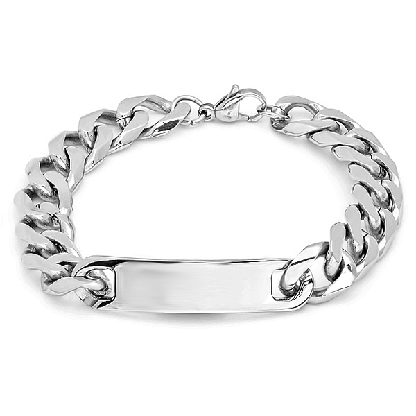 Picture of  Mens 8 In. Stainless Steel Black Ip Cuban Bracelet- Silver