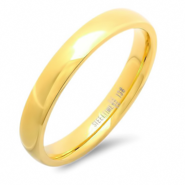Picture of  Mens Stainless Steel 18 Kt Gold Plated Plain Band Ring- Size - 6
