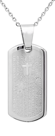 Picture of  Mens Stainless Steel Lords Prayer Pendant In Spanish
