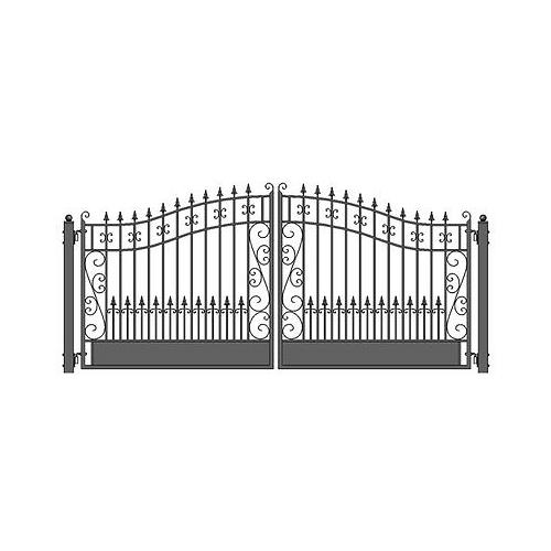 DG12VEND-APE Driveway Iron Gates Steel Gate Venice Dual Swing - 12 Ft.