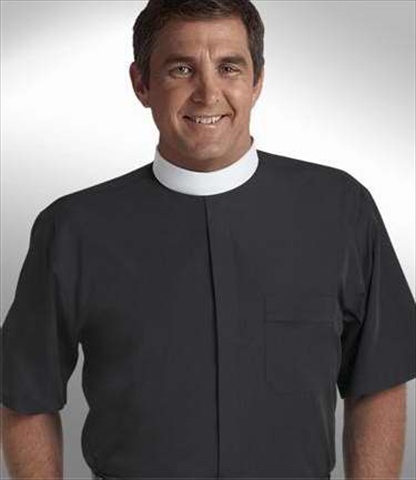 42040 Clerical Shirt Short Sleeve Banded 17 In Black