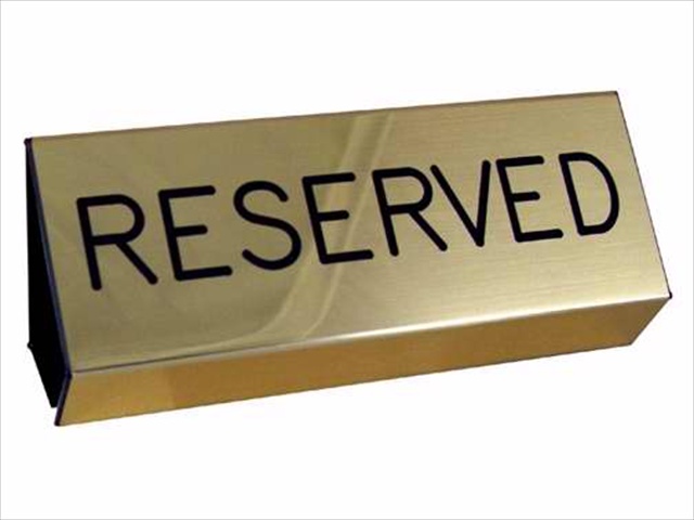 88675 Sign Reserved Pew Brushed Gold 3X6