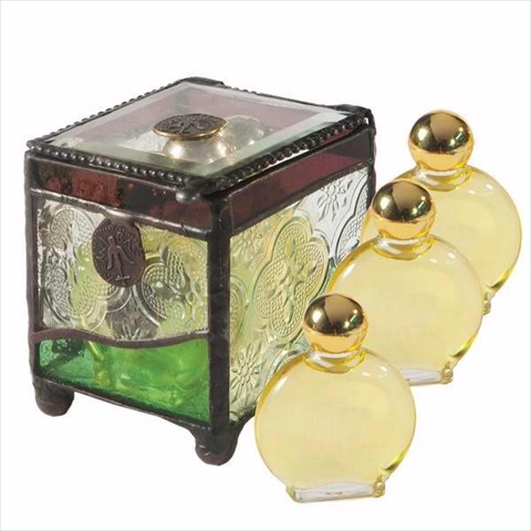 Picture of Holy Land Gifts 106563 Anoint Oil Stained Glass Box With 3 Oils