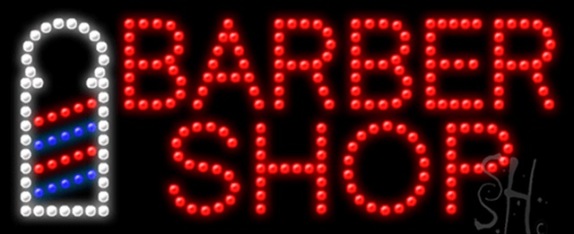 Picture of Everything Neon L100-0018 Barber Shop Logo Animated LED Sign 11&quot; Tall x 27&quot; Wide x 1&quot; Deep