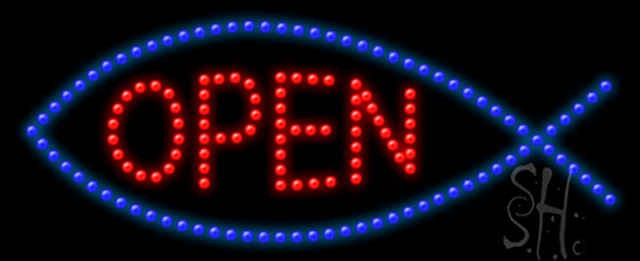 Everything Neon L100-0580 Open Animated LED Sign 11" Tall x 27" Wide x 1" Deep