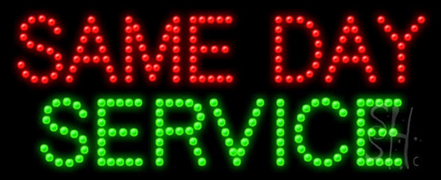 Everything Neon L100-0609 Same Day Service Animated LED Sign 11" Tall x 27" Wide x 1" Deep