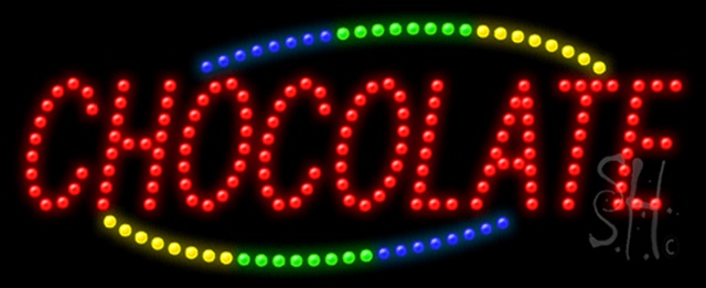 Everything Neon L100-0750 Chocolate Animated LED Sign 11" Tall x 27" Wide x 1" Deep