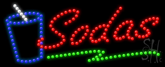Everything Neon L100-0886 Sodas Animated LED Sign 11" Tall x 27" Wide x 1" Deep