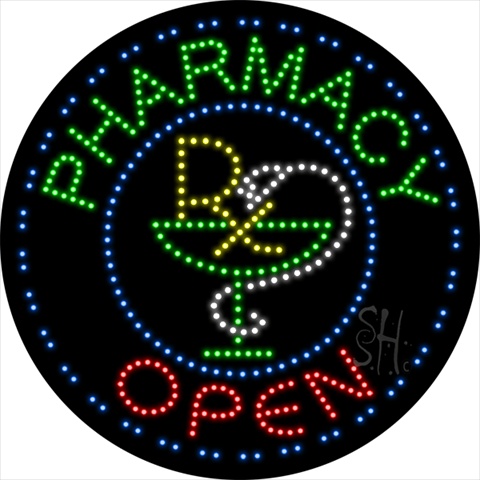 Everything Neon L100-1145 Pharmacy Animated LED Sign 26" Tall x 26" Wide x 1" Deep