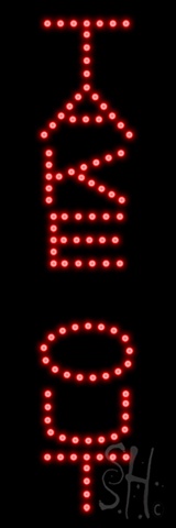 Everything Neon L100-1462 Take-Out LED Sign 21" Tall x 7" Wide x 1" Deep