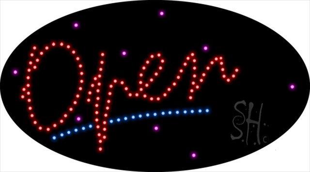 Everything Neon L100-1744 Open Animated LED Sign 15" Tall x 27" Wide x 1" Deep