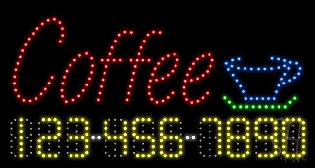 Everything Neon L100-2077 Coffee Animated LED Sign 17" Tall x 32" Wide x 1" Deep
