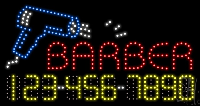 Everything Neon L100-2099 Barber Animated LED Sign 17" Tall x 32" Wide x 1" Deep