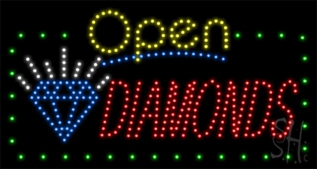 Everything Neon L100-2270 Diamonds Animated LED Sign 17" Tall x 32" Wide x 1" Deep
