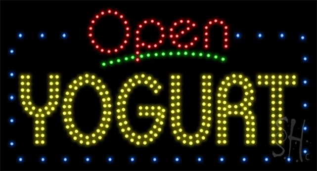 Everything Neon L100-2371 Yogurt Animated LED Sign 17" Tall x 32" Wide x 1" Deep