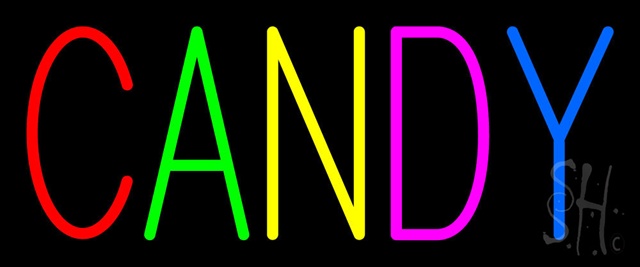 Sign Store N100-0031-clear Multi Colored Block Candy Clear Backing Neon Sign- 24 x 10 x 1 In.